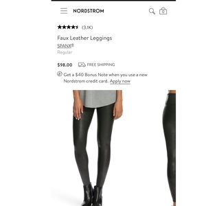 Spanx Faux Leather Leggings NWT